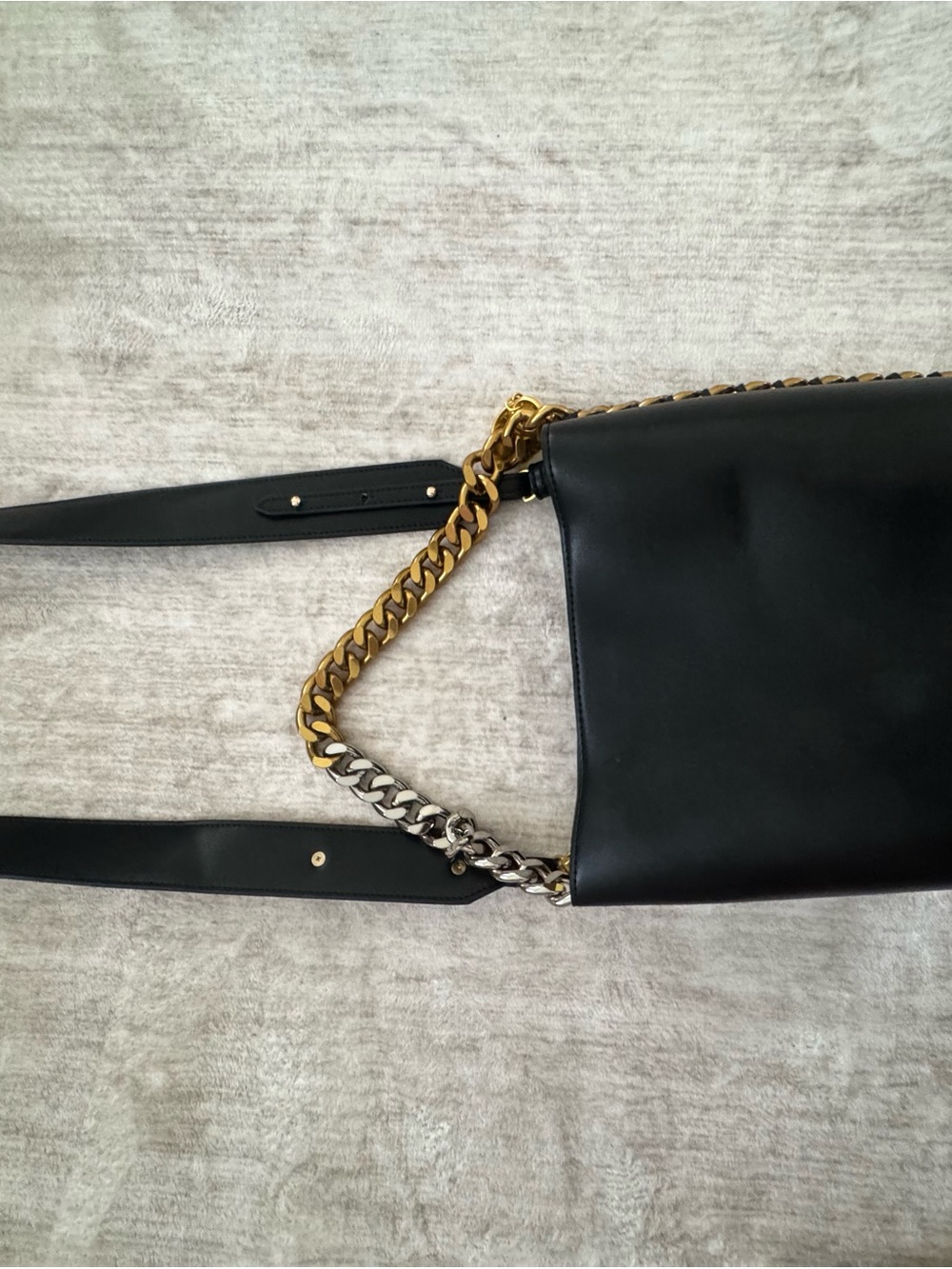 Stella McCartney Black Shoulder Bag with Two-Tone Chain